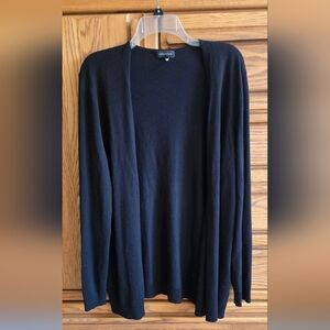 Womans Lord & Taylor Black Open Knit Cardigan Size XL Long Sleeve Ribbed Edge